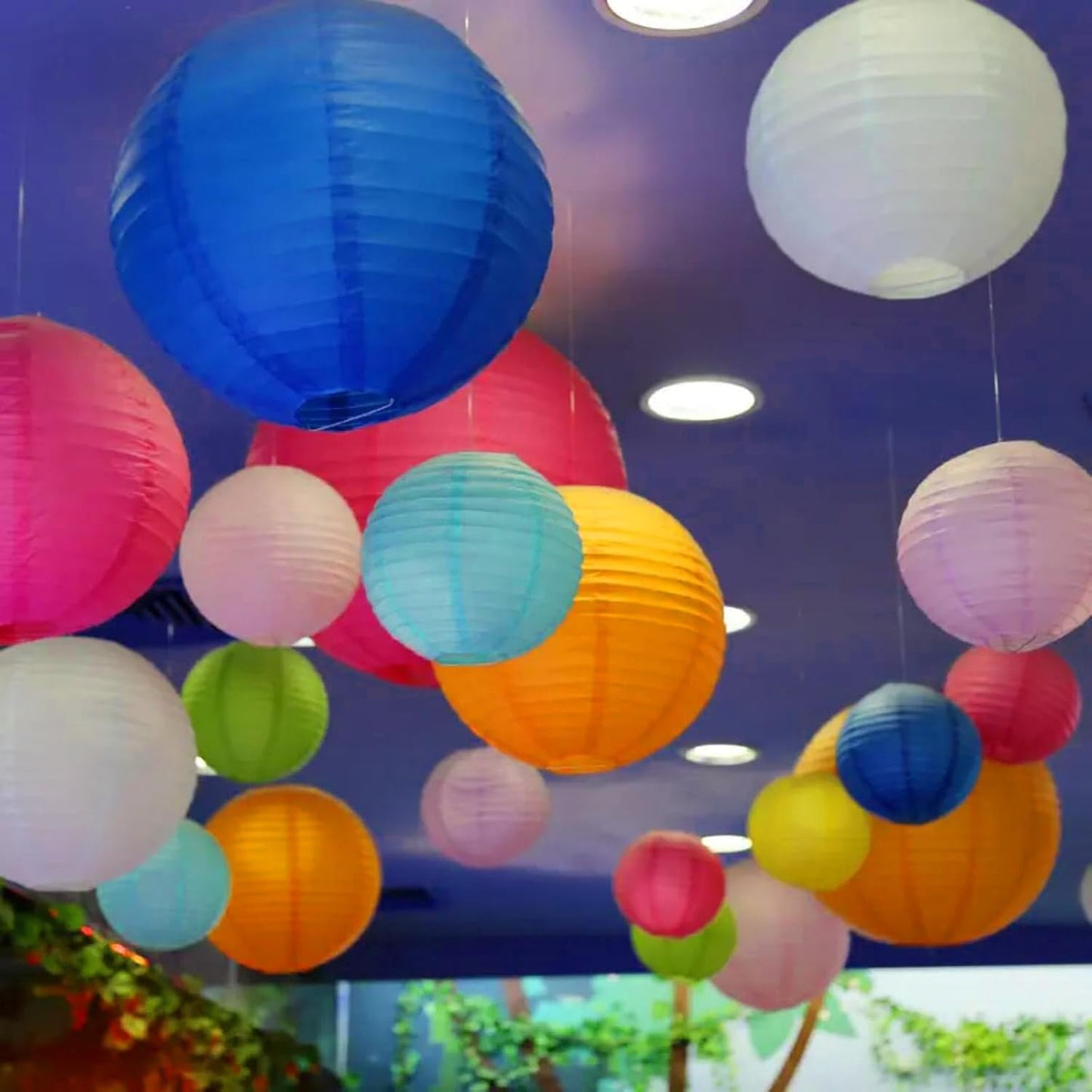 Paper Lanterns Decorations,Paper Hanging Decorations Ball Lanterns Lamps for Birthday Parties, Wedding Decor, (10 Pcs,4 in/6 in/8 in/10 in,Gold/Silver/White)