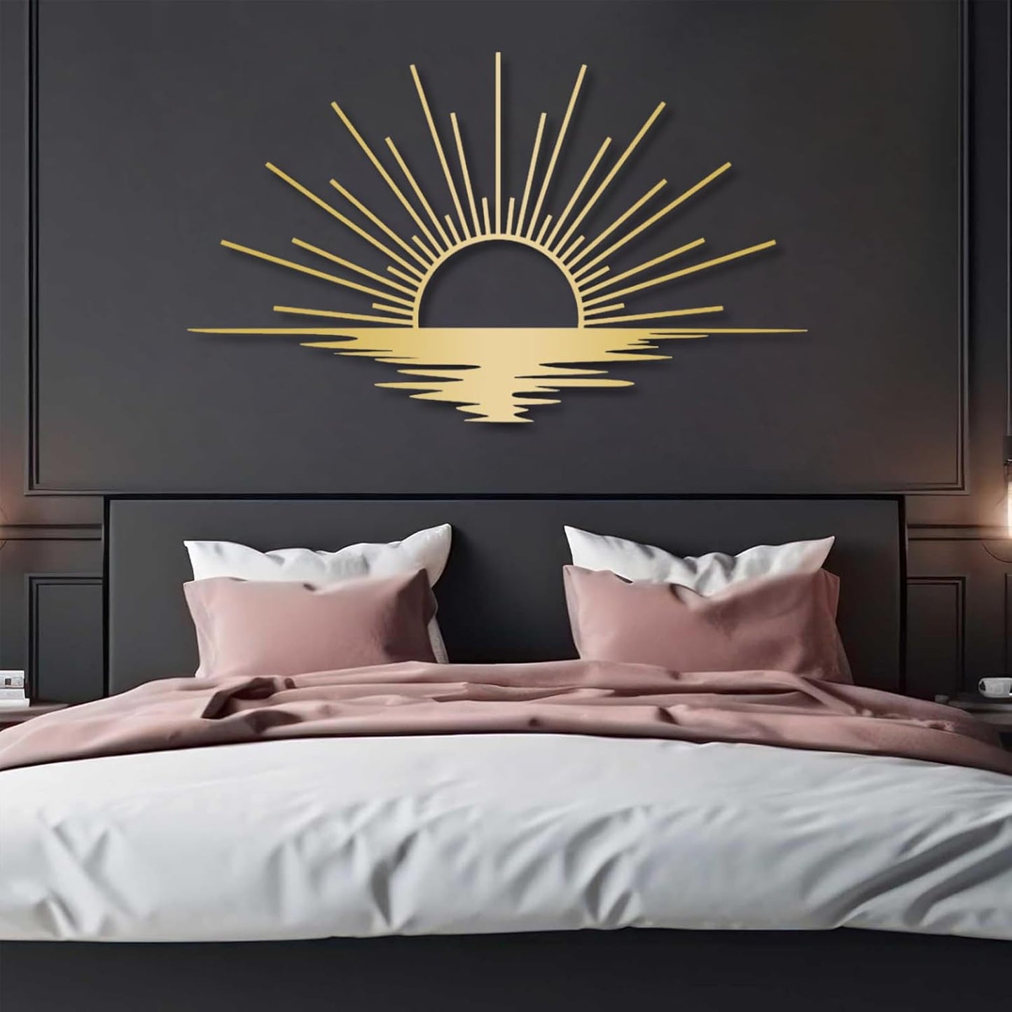 Sunrise Metal Wall Art, Metal Sun Wall Decor, Metal Sun Outdoor Decor, Large Metal Sun Wall Art, Sun Wall Art, Boho Sun Wall Art, Sunshine Metal Sign, Living Room Bedroom Wall Hangings (White, 29"x 17"| 76x45cm )