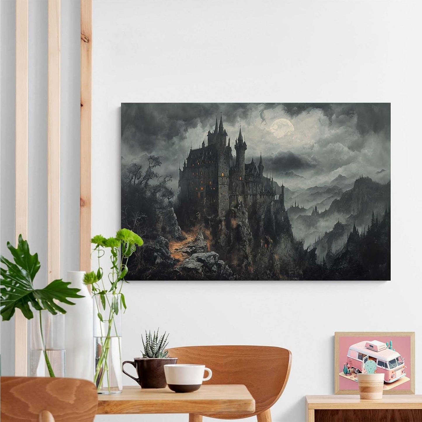 JFHCQJPK Vintage Castle Poster Dark Academy Victorian Gothic Castle Wall Art Poster Moody Mystical Art Print Suitable for Home Living Room Bedroom32x48in Frameless
