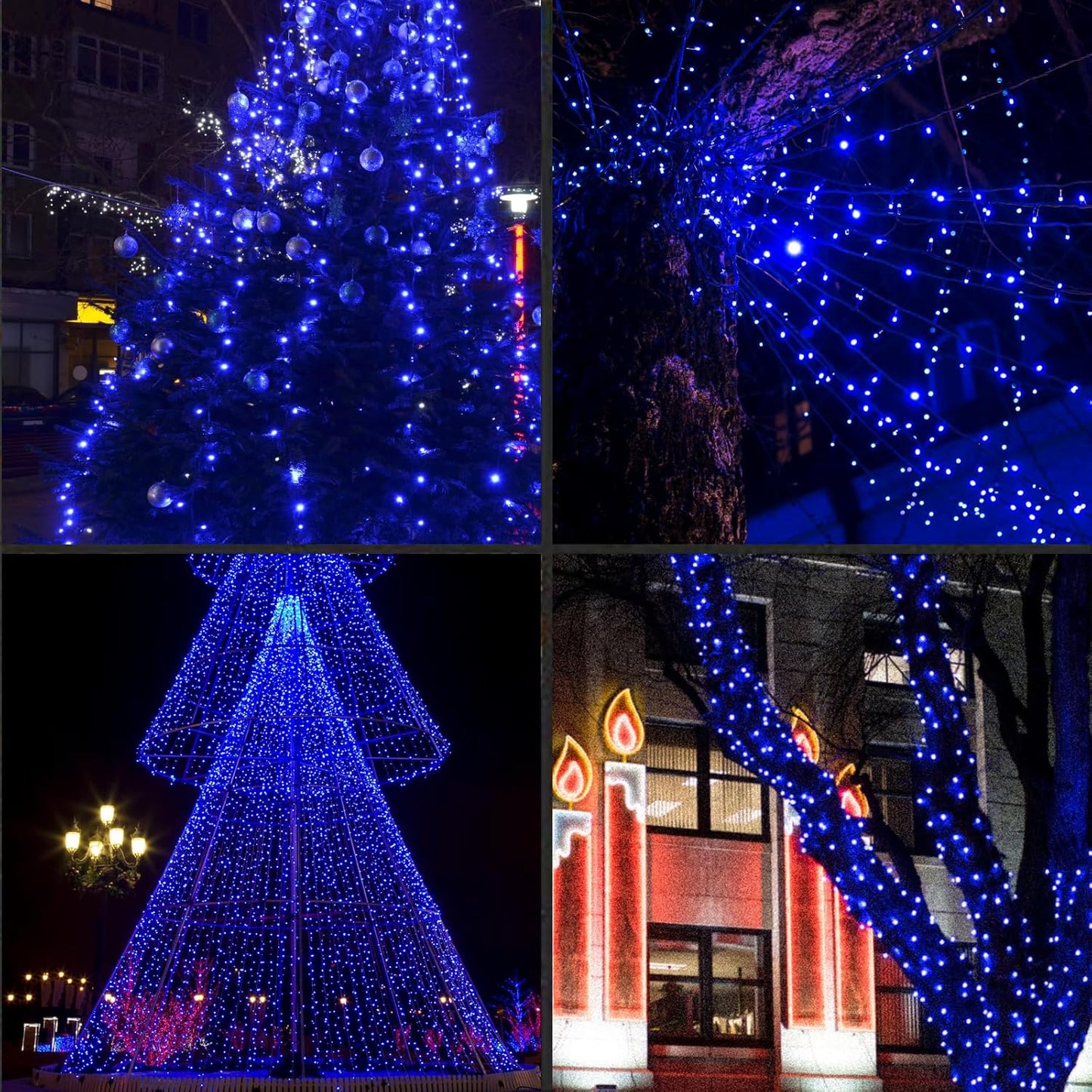100Count (2pk of 50L) String Lights, LED Christmas Lights, 6" SPACING,Green Wire,Blue