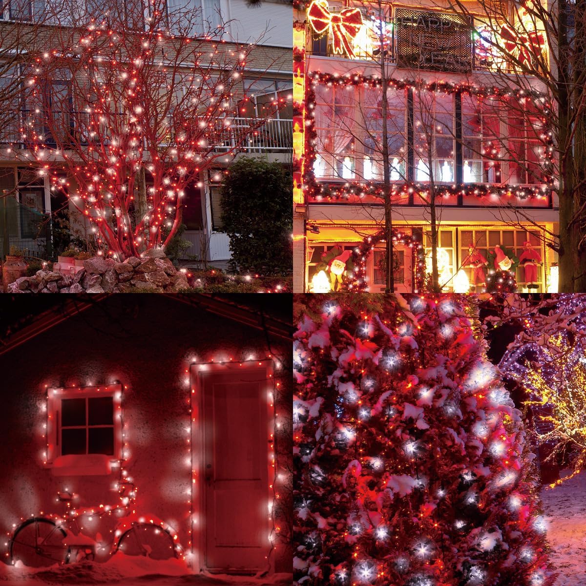 100Count (2pk of 50L) String Lights, LED Christmas Lights, 6" SPACING,Green Wire,Red and White,Commercial Grade