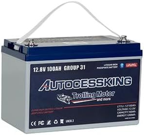 12V 100Ah Trolling Motor Bluetooth LiFePO4 Battery, 120A BMS Rechargeable BCI by Autocessking