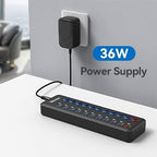 Powered USB Hub, Wenter 11-Port USB Splitter Hub - Image 4