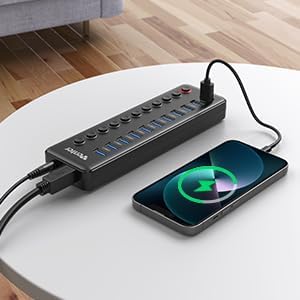 Powered USB Hub, Wenter 11-Port USB Splitter Hub - Image 6