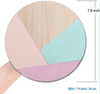Round Mouse Pad, Wood Pink Green Purple Splice Mouse Pad, Washable Gaming - Image 2
