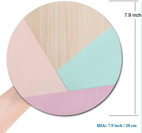 Round Mouse Pad, Wood Pink Green Purple Splice Mouse Pad, Washable Gaming - Image 2
