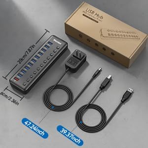 Powered USB Hub, Wenter 11-Port USB Splitter Hub - Image 8