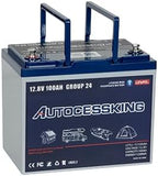 12V 100Ah BCI Group 24 Bluetooth LiFePO4 Battery, 120A BMS Rechargeable Mini by Autocessking