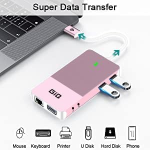 USB Docking Station GIQ USB C hub USB 3.0 to Dual HDMI VGA Adapter Triple - Image 6