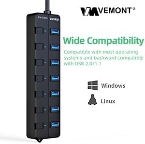 VEMONT USB hub, Computer Peripheral Equipment 7-Port USB 3.0 hub - Image 7