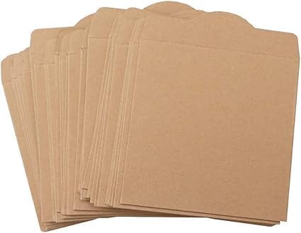 25 Pcs Retro Kraft Paper CD DVD Sleeves Envelopes Cardboard Storage Cases by GANPUB