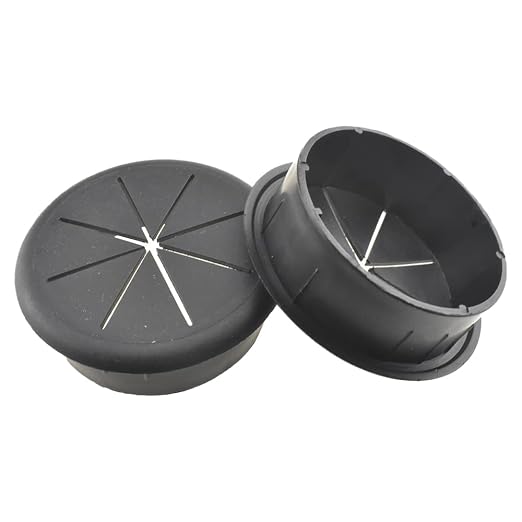 HAHIYO 2Pcs 2.4Inch/60mm Black ABS Plastic Eight-petaled Desk Grommet Wire - Image 5