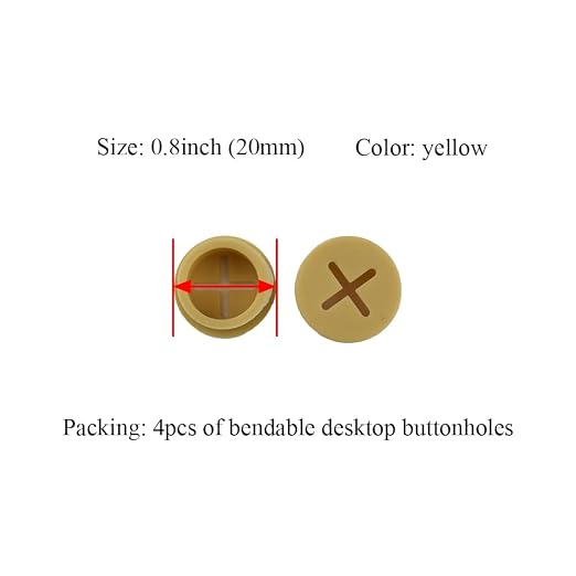 HAHIYO 4Pcs 0.8Inch/20mm Yellow Flexible Rubber Desk Grommet Wire Grommet Cable - Image 2