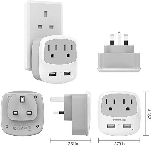 TESSAN US to UK Plug Adapter, Type G Travel Adaptor - Image 5