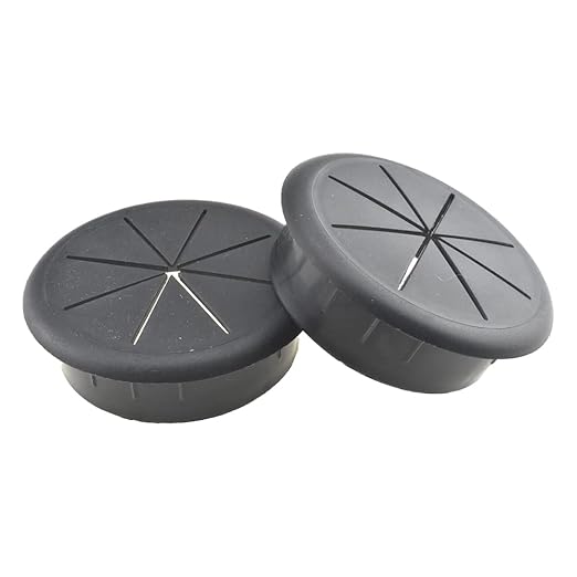 HAHIYO 2Pcs 2.4Inch/60mm Black ABS Plastic Eight-petaled Desk Grommet Wire by HAHIYO