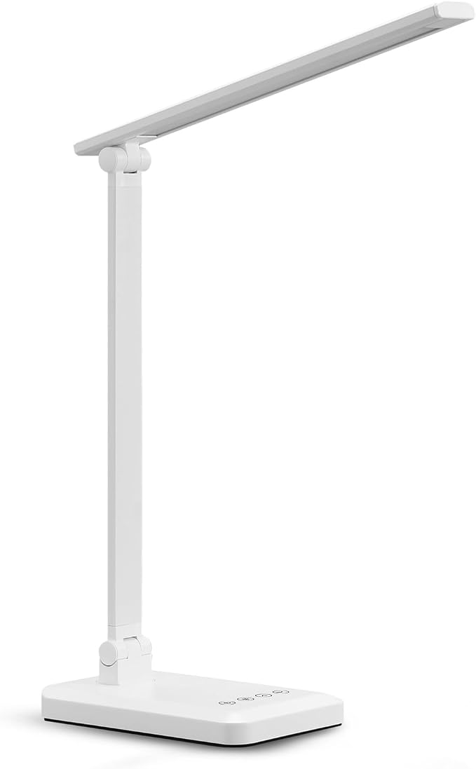 LED Desk Lamp with USB Charging Port Whole White by MACASA