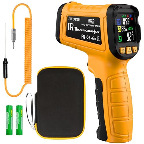 50:1 Infrared Thermometer IR Laser Gun, -58°F to 1796°F, Digital Temperature by SURPEER