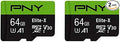 PNY 64GB Elite-X Class 10 U3 V30 microSDXC Flash Memory Card 2-Pack by PNY