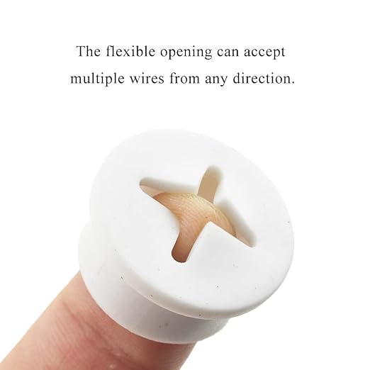 HAHIYO 4Pcs 0.8Inch/20mm White Flexible Rubber Desk Grommet Wire Grommet Cable - Image 3
