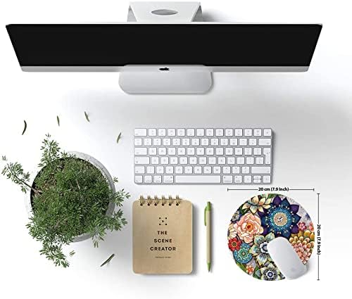 Round Mouse Pad, Boho Floral Mouse Pad, Washable Round Mousepad - Image 6