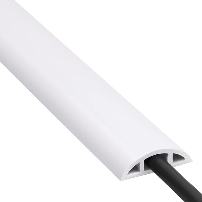 Floor Cord Cover 4ft, Cord Hider Floor White, Floor Cable Management Prevent by ZhiYo