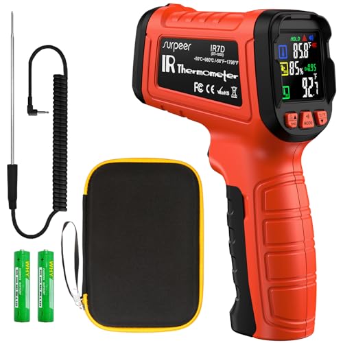 Infrared Thermometer Temperature Gun -58°F to 1796°, 16:1 Non Contact Laser by SURPEER