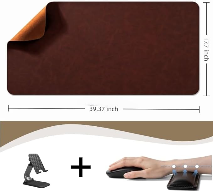 Leather Desk pad for Computer and laptops, Large Mouse pad and Keyboard mat - Image 2