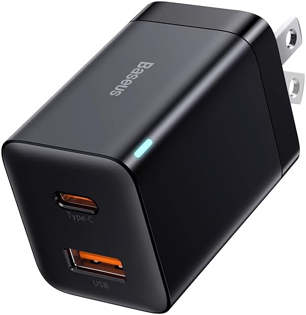 Baseus 30W Dual Port USB C PD Charger Block, Foldable PPS GaN Fast Charger by Baseus
