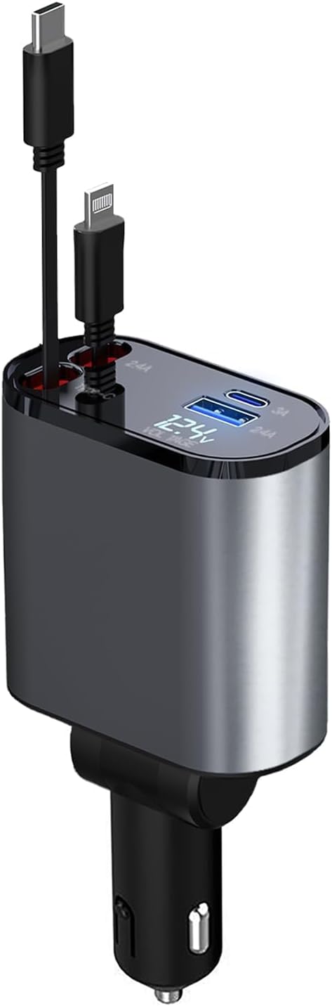 Retractable Car Charger, 66W 4 in 1 Super Fast Charging Car Phone Charger by ANTYBORED