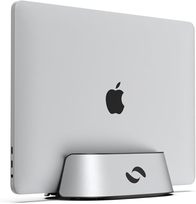 HumanCentric Vertical Laptop Stand in Silver Aluminum, Upright Adjustable by HumanCentric