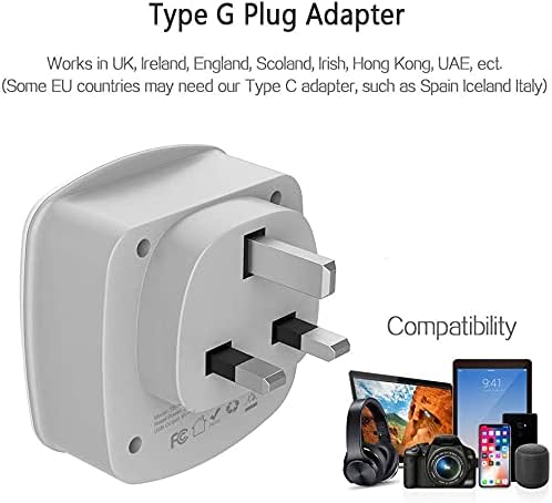TESSAN US to UK Plug Adapter, Type G Travel Adaptor - Image 3