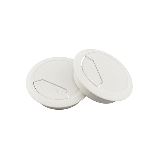 HAHIYO 2Pcs 2.4Inch/60mm White ABS Plastic Sector-Shaped Desk Grommet Wire by HAHIYO