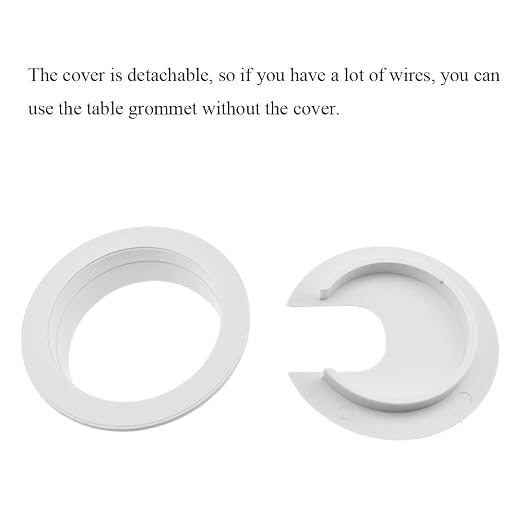 HAHIYO 2Pcs 2Inch/50mm White ABS Plastic U-Shaped Desk Grommet Wire Grommet - Image 3
