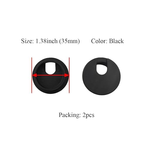 HAHIYO 2Pcs 1.38Inch/35mm Black ABS Plastic U-Shaped Desk Grommet Wire Grommet - Image 2