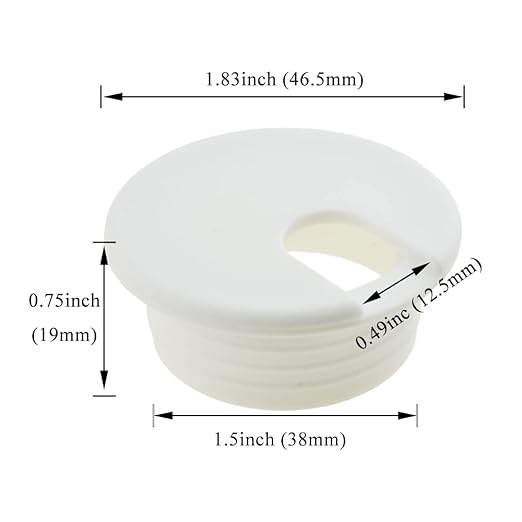HAHIYO 2Pcs 1.5Inch/38mm White ABS Plastic U-Shaped Desk Grommet Wire Grommet - Image 2