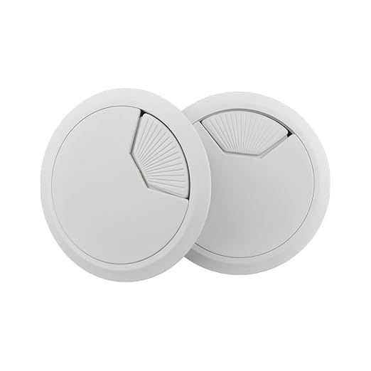 HAHIYO 2Pcs 3.15Inch/80mm White ABS Plastic Sector-Shaped Desk Grommet Wire by HAHIYO