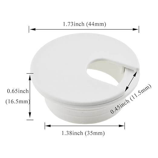 HAHIYO 2Pcs 1.38Inch/35mm White ABS Plastic U-Shaped Desk Grommet Wire Grommet - Image 2