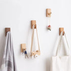 HomeDo 8Pack Adhesive Wall Hooks Hat Rack, Wooden Coat Hooks Wall Mounted - Image 5