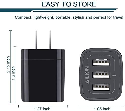 AILKIN 3 USB Wall Charger, Triple Charging Adapter, Fast Charging Block Home - Image 2