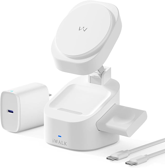 iWALK 3-in-1 Magnetic Wireless Charging Stand, 15W Foldable Charger Station by iWALK