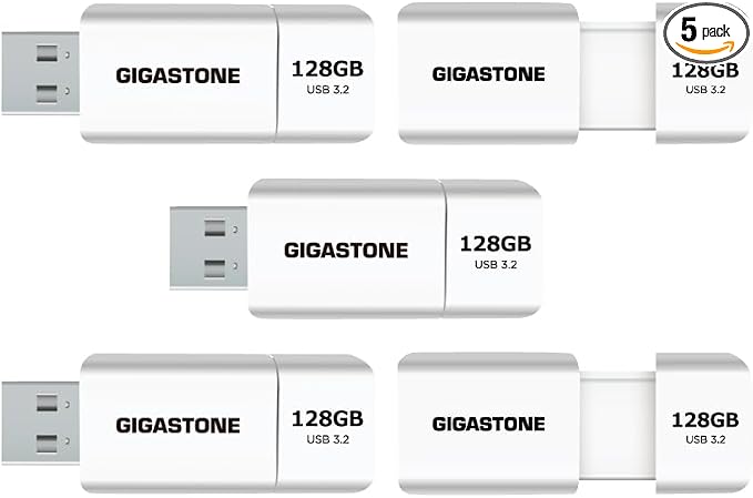 GIGASTONE 128GB Flash Drive Z60 USB 3.2 Gen 1, 120MB/s Ultra Fast, Retractable by Gigastone