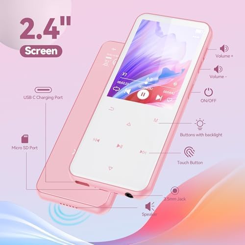 AGPTEK 64GB MP3 Player with Bluetooth, M3 2.4 inch Music Player with Speaker - Image 2