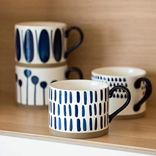 Koja 15 oz. Elegant Hand Painted Decorative Large Porcelain Ceramic Mug Set. 4 Decorative Mugs. Colorful Gift Pack. Impress & Entertain Family & Guests. Dishwasher Microwave Safe.