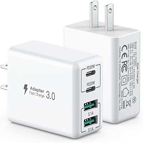 sccvee USB C Wall Charger, 40W 4-Port USB C Charger Block, Fast Charging Block by SCCVEE