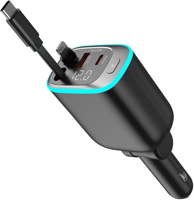 Retractable Car Charger 90W USB C Car Charger Adapter Fast Charging, Gift by DrivingwithOctesoFreedom