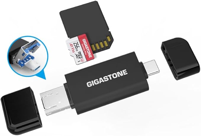 GIGASTONE SD Card Reader, 5-in-1 USB-A/USB-C Card Reader, Dual Slot by Gigastone