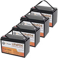 4 Pack 12V 100Ah LiFePO4 Deep Cycle Battery, Support 4S4P, Built-in 100A BMS by Cymoye