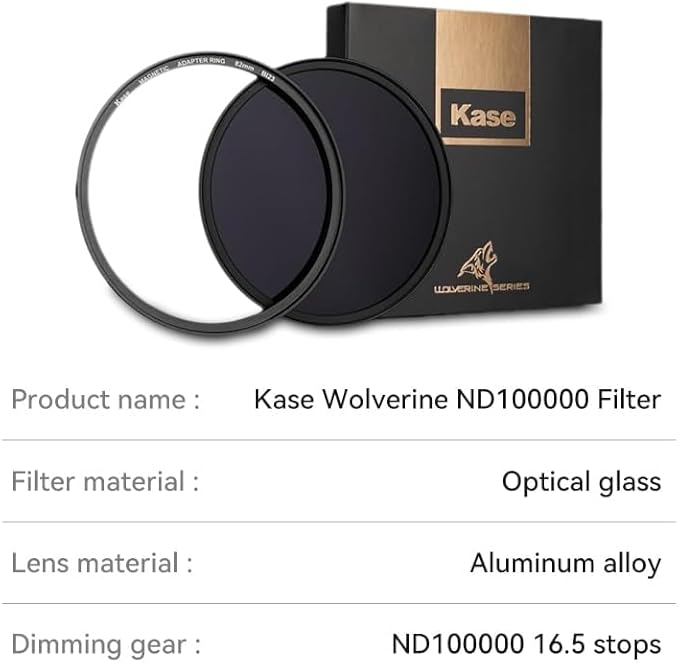 Kase Wolverine 82mm ND100000 16.5 Stop Magnetic Neutral Density Filters Incl - Image 6