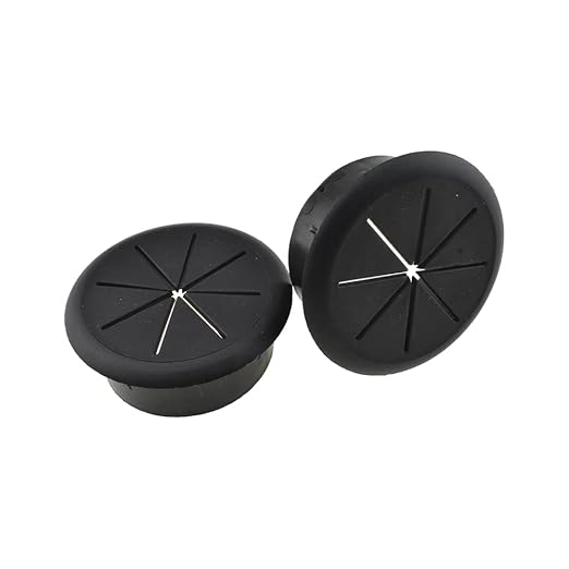 HAHIYO 2Pcs 2Inch/50mm Black ABS Plastic Eight-petaled Desk Grommet Wire by HAHIYO