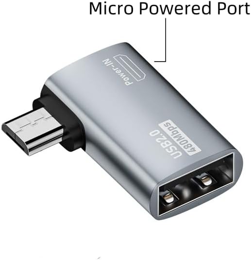 Powered Left & Right Angle USB 2.0 Micro Male to USB Female Host OTG Adapter - Image 3